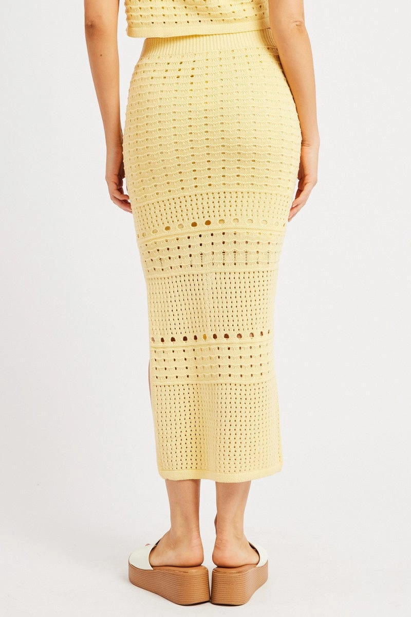 Yellow Crochet Skirt High Rise Maxi