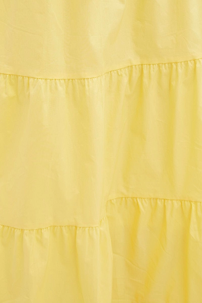 Yellow Maxi Skirt Elastic Waist Tiered