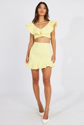 Yellow Ruffle Mini Skirt Swishy